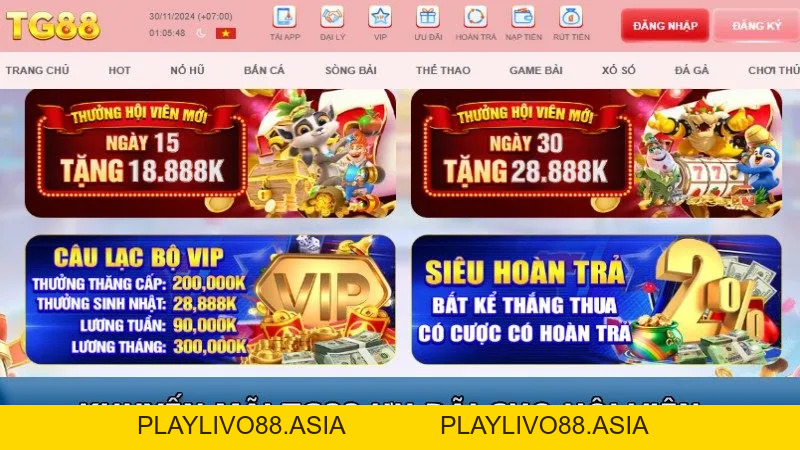 Tg88 - Trang Chủ Tg88.com | Thưởng Nạp 28.888K - playlivo88.asia